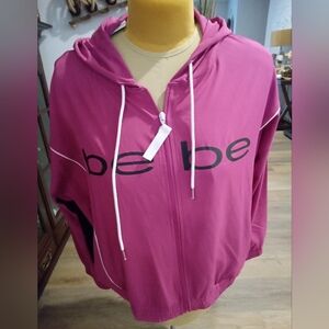 Bebe Sport Plus Size 3X Pink Windbreaker Hooded Jacket NWT